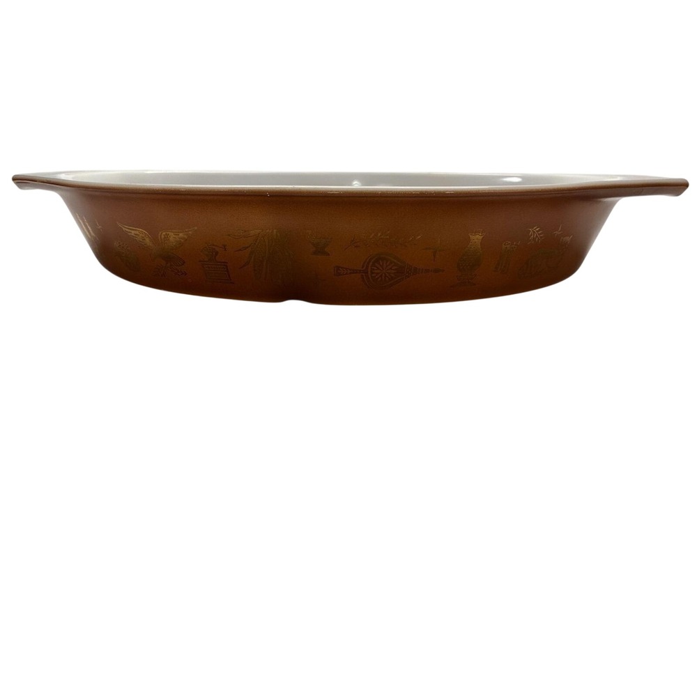 Vintage Pyrex Early American brown divided casserole dish 1.5 quart